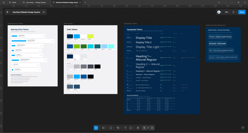 Figma token library and component set.