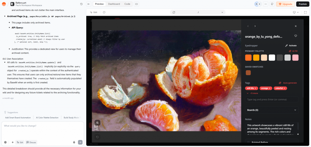 Early version of Refero in Base44